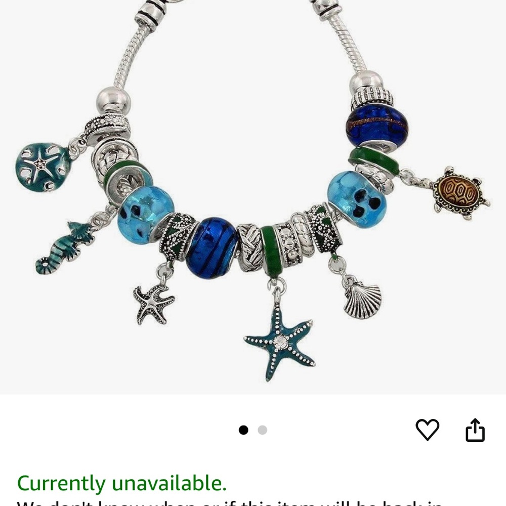 DianaL Boutique Sea Turtle Starfish Seahorse Sand Dollar Charm Bracelet